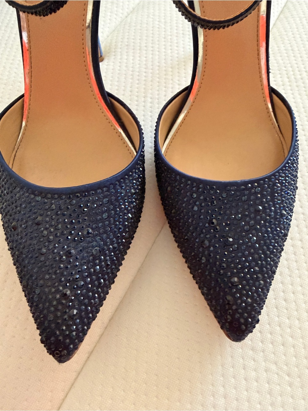 Badgley Mischka worn once Navy Embellished Pointed Toe Heels